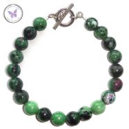 Anyolite - Ruby Zoisite - Healing Bracelet with Silver Toggle Clasp